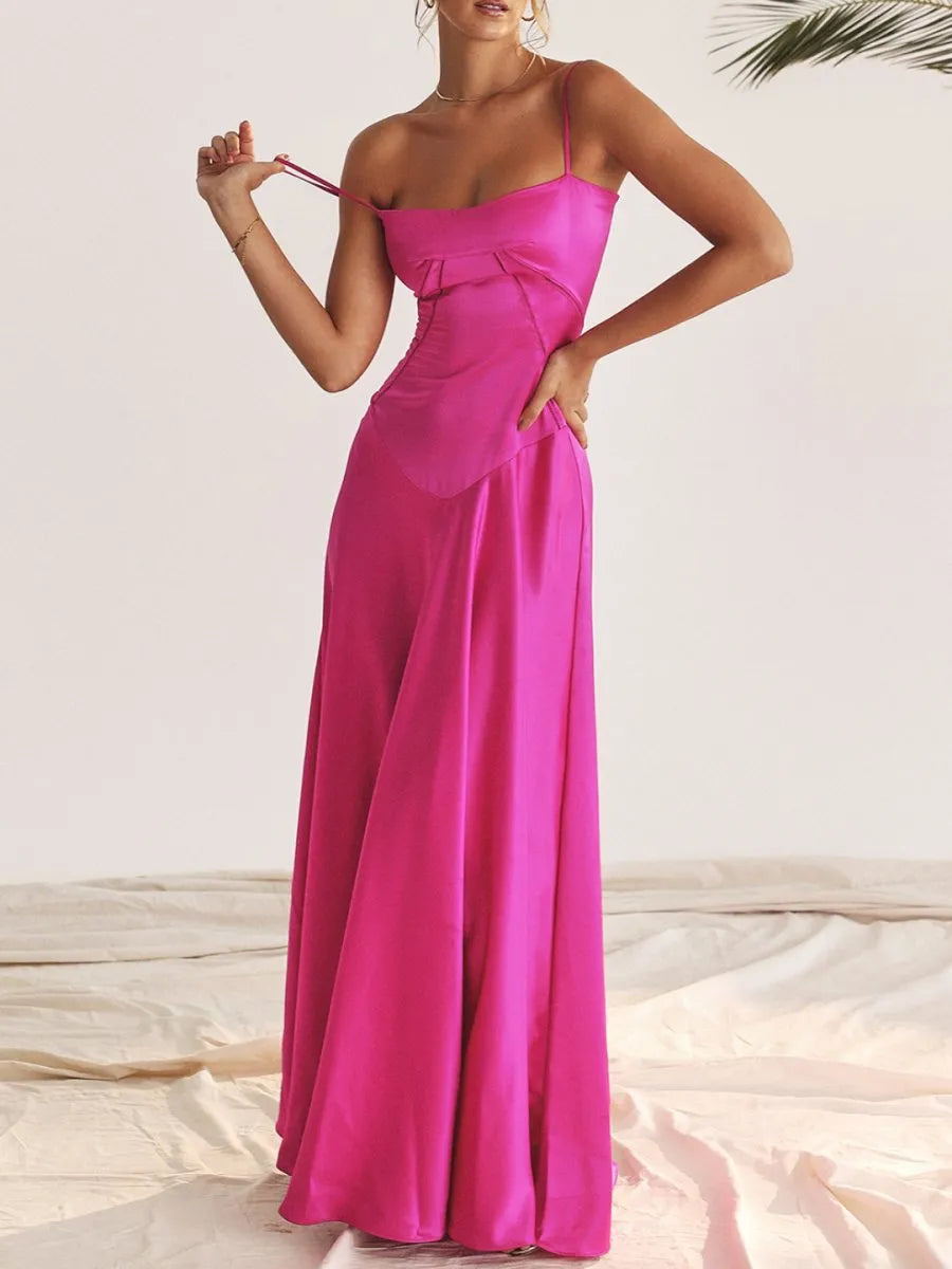 Vestido Longo Com Cetim Sedoso - Modelo Tyana