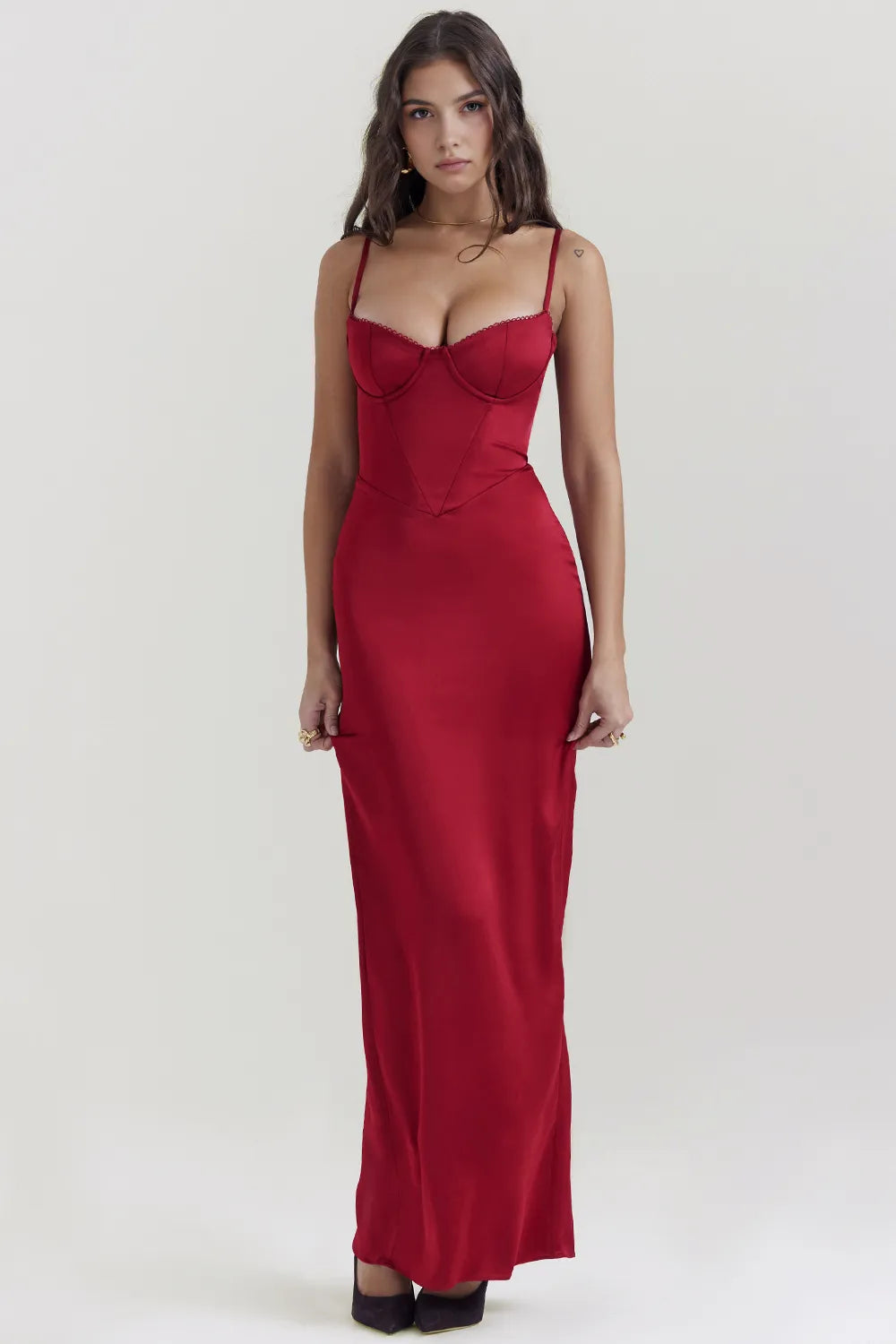 Vestido Longo Em Cetim - Modelo Isabelle
