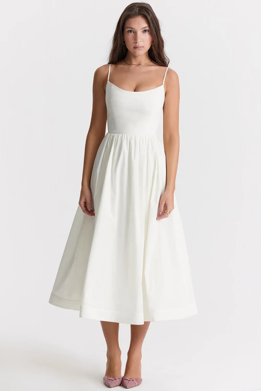 Vestido Feminino Liso Midi Modelo Clearence