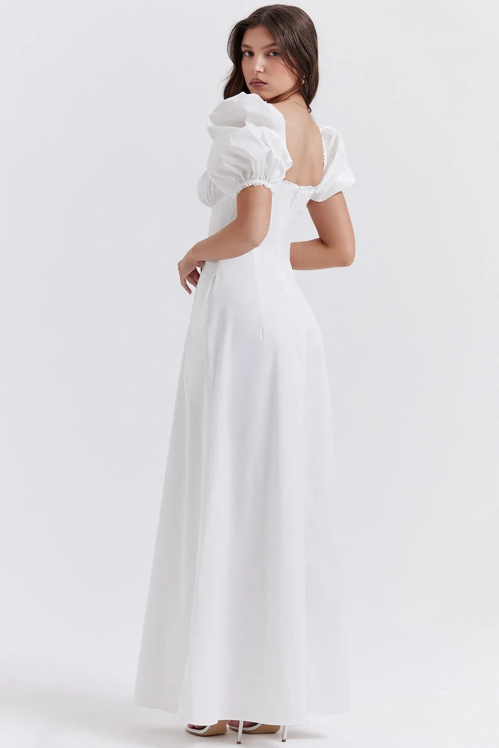 Vestido Longo Com Algodão Branco - Luna Belle