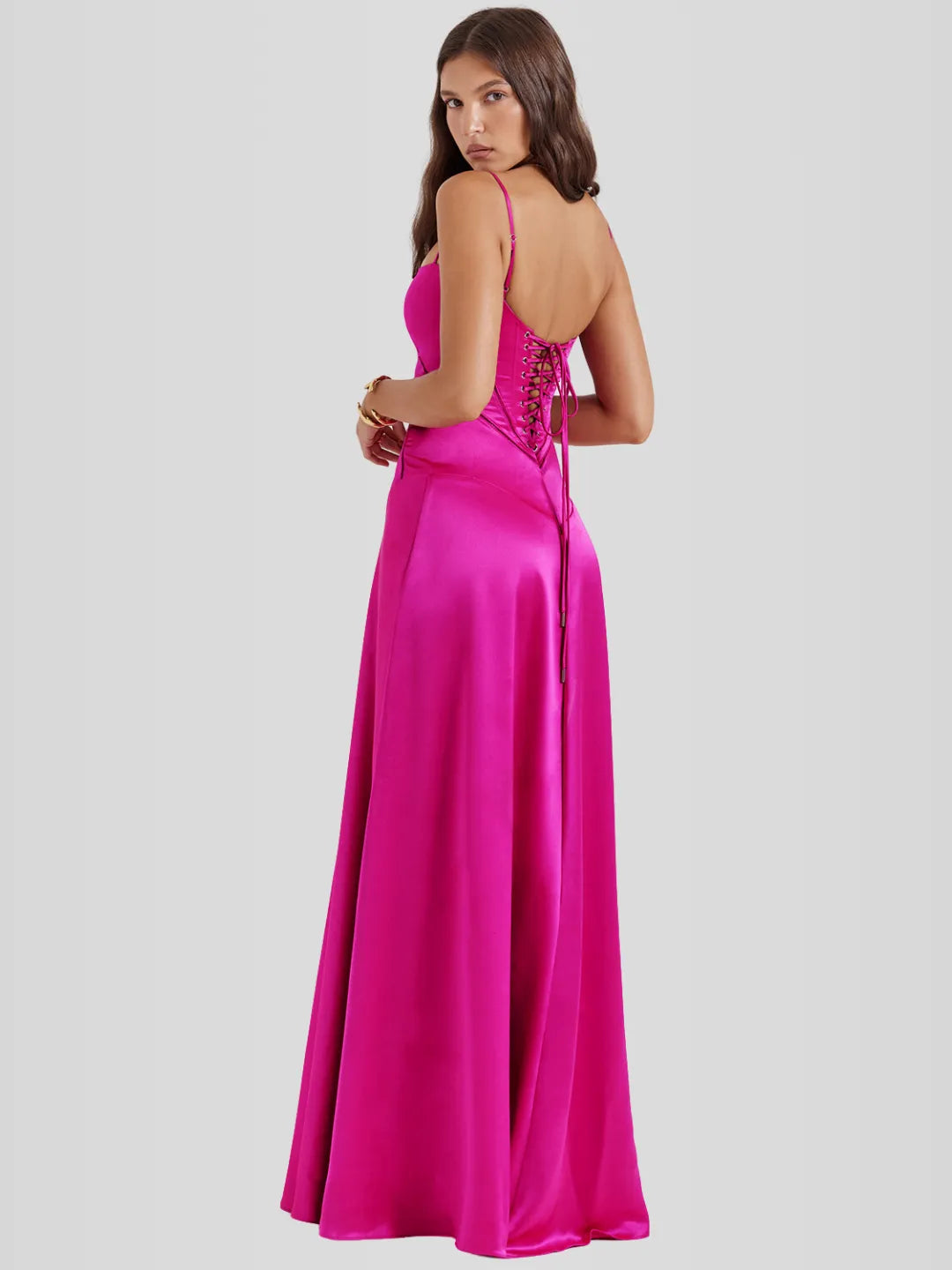 Vestido Longo Com Cetim Sedoso - Modelo Tyana