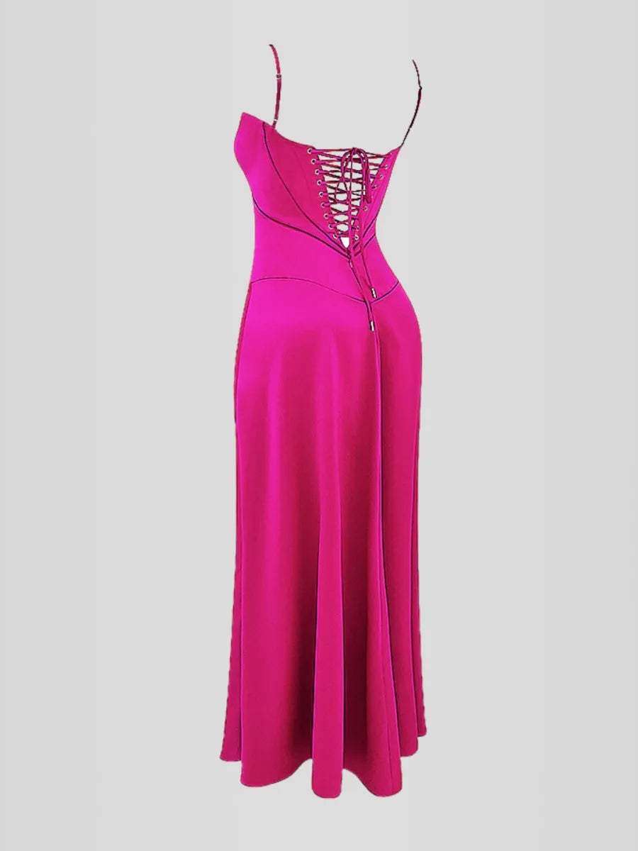 Vestido Longo Com Cetim Sedoso - Modelo Tyana