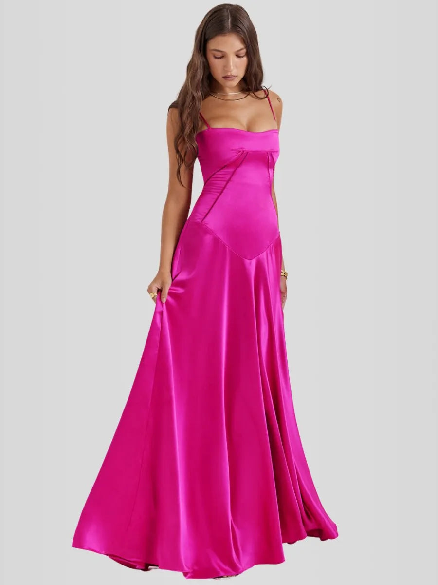 Vestido Longo Com Cetim Sedoso - Modelo Tyana