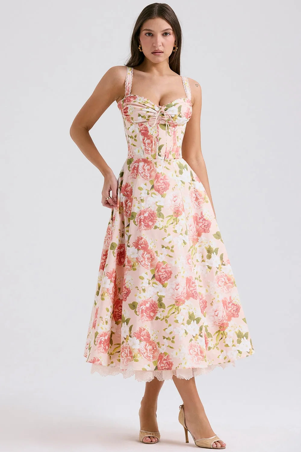 Vestido Midi Floral - Com Espartilho