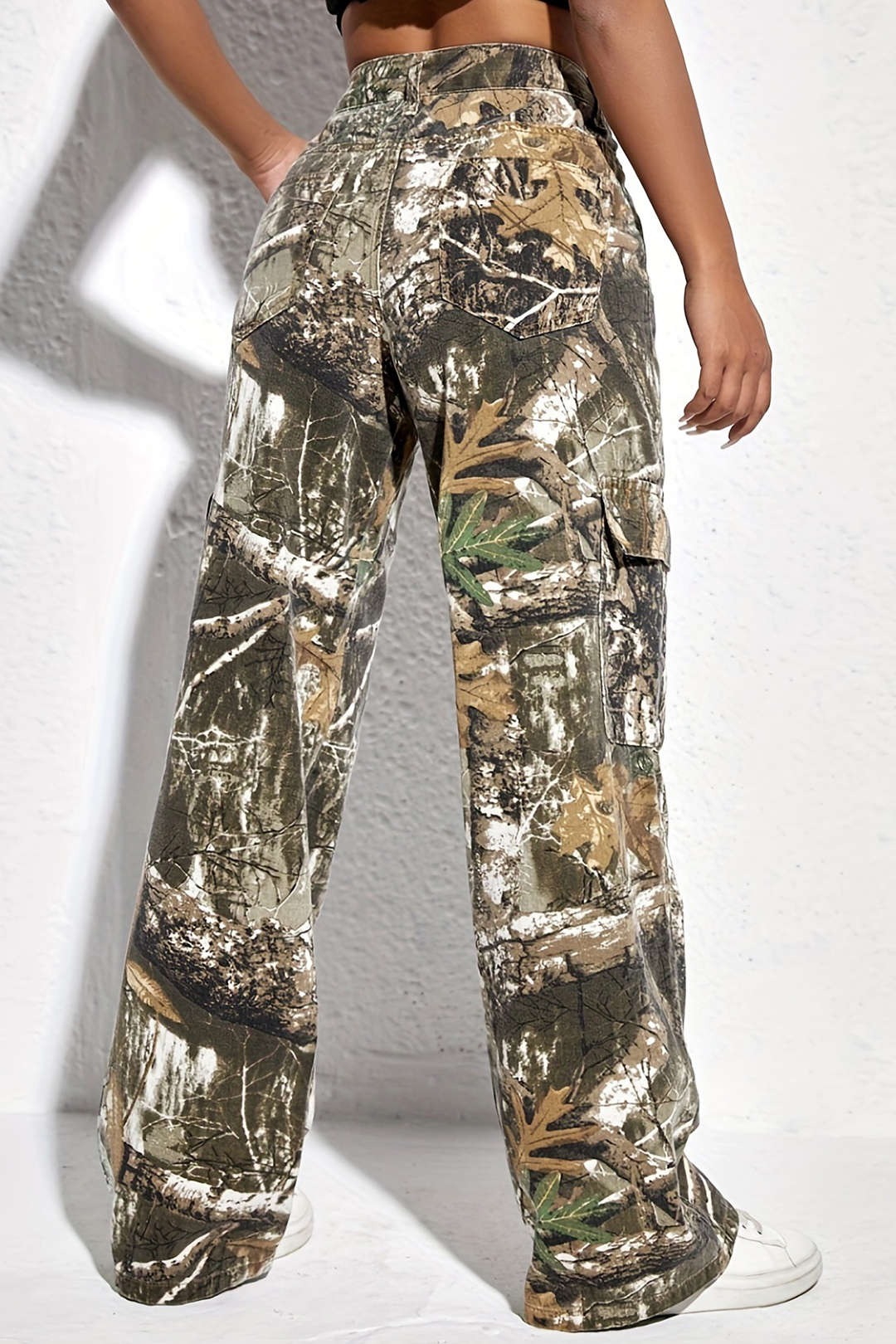Calça Cargo Jeans Estampada Abstract