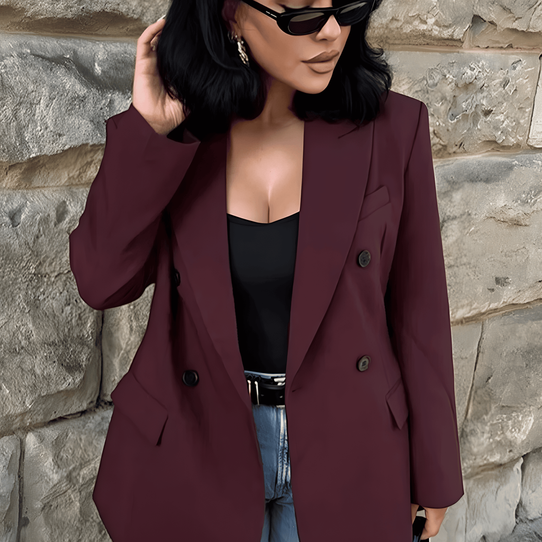 Blazer Feminino Alfaiataria Bordô