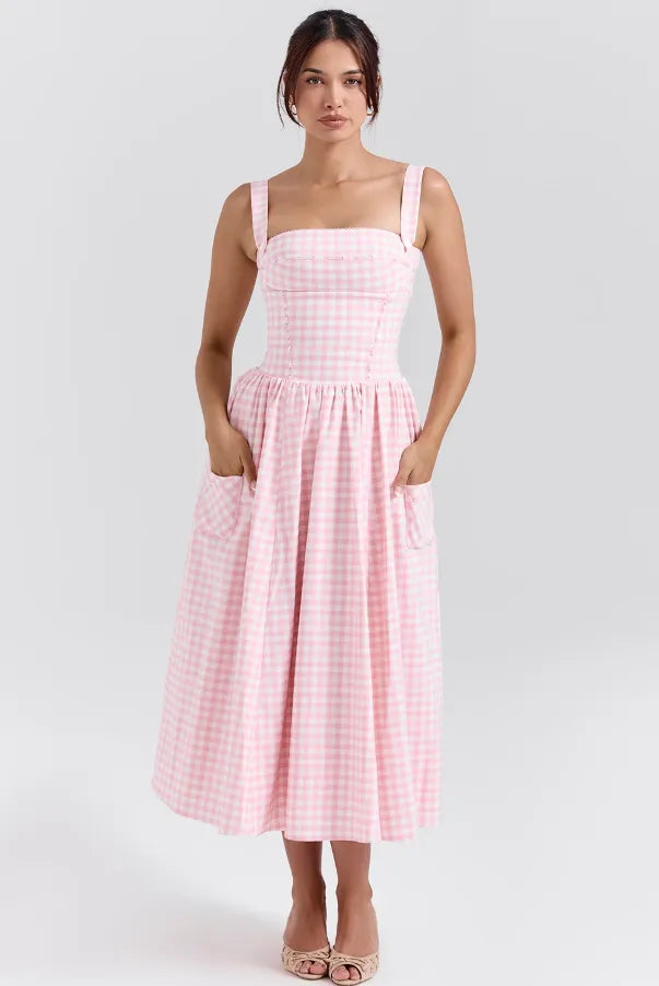 Vestido Midi Xadrez Modelador - Lauren
