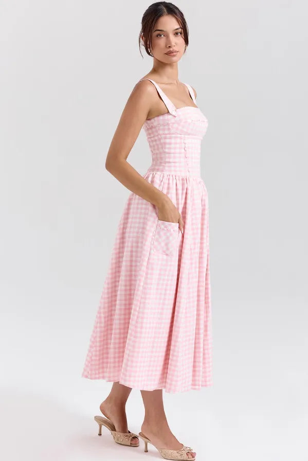 Vestido Midi Xadrez Modelador - Lauren