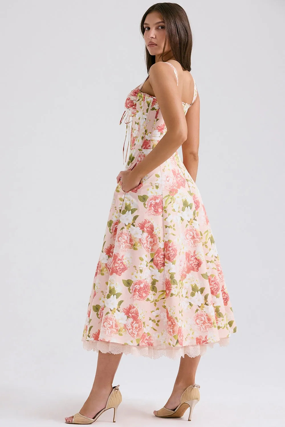 Vestido Midi Floral - Com Espartilho
