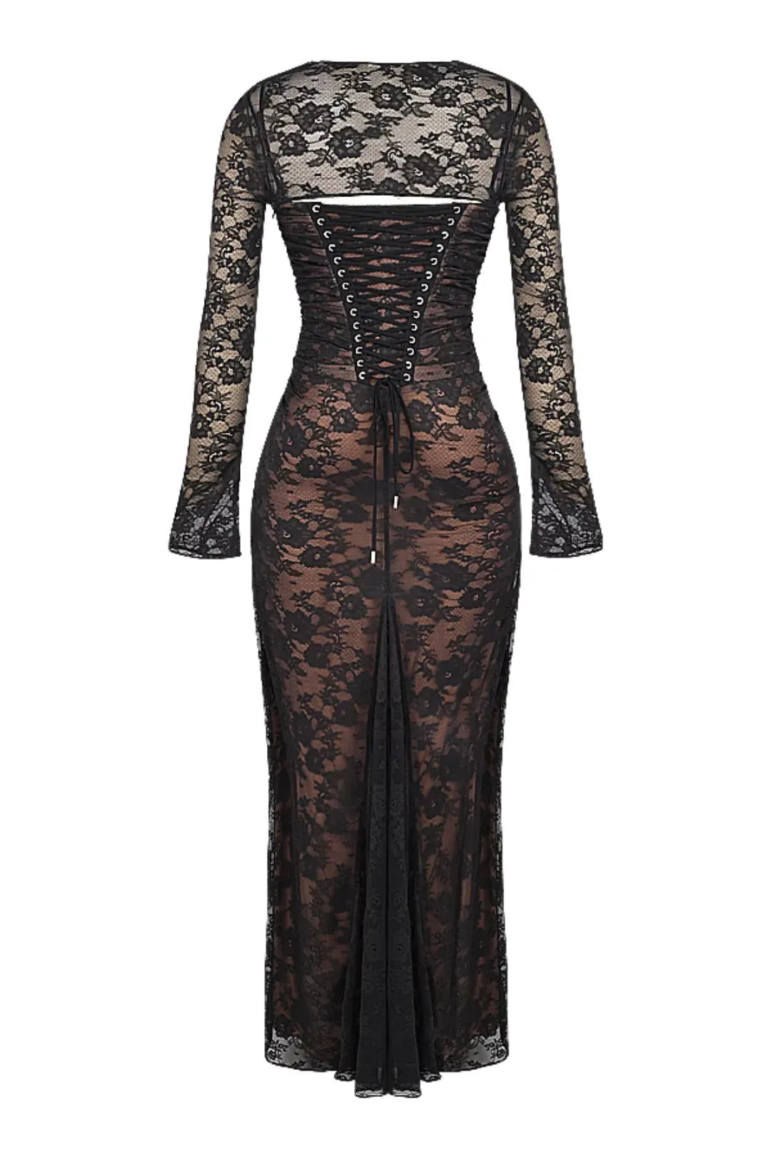 Vestido Longo de Renda Preto Modelador