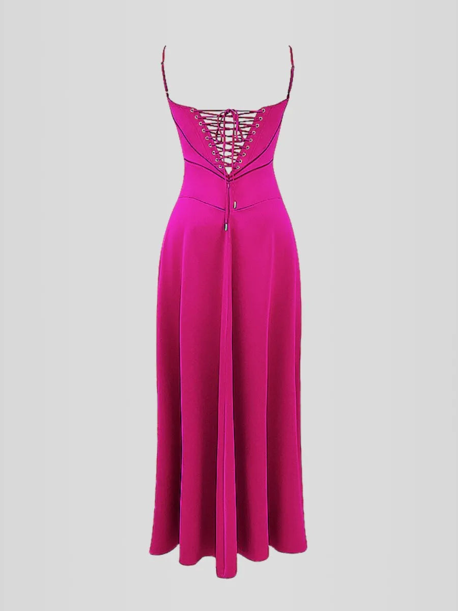 Vestido Longo Com Cetim Sedoso - Modelo Tyana