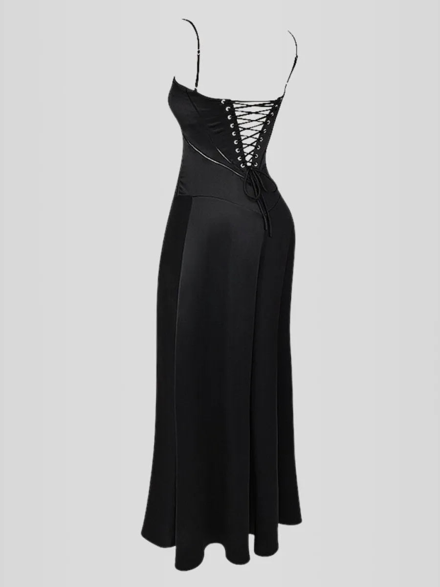 Vestido Longo Com Cetim Sedoso - Modelo Tyana
