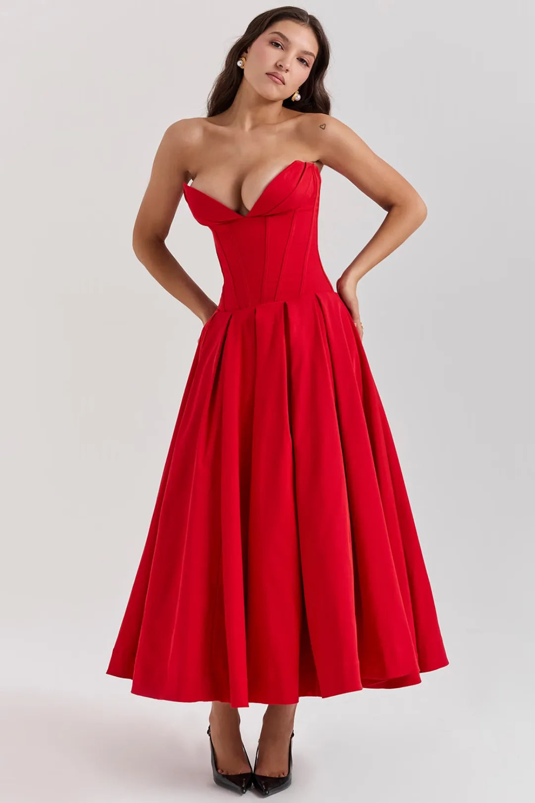 Vestido Midi Espartilho - Modelo Cristina