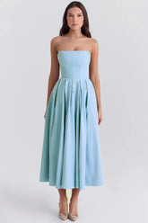 Vestido Feminino Midi Sem Alça Modelo Audrey