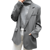 Blazer Feminino Casual Cinza Listrado
