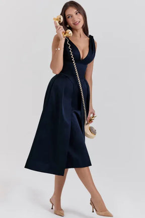 Vestido midi plissado de cetim Pêssego