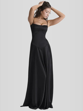 Vestido Longo Com Cetim Sedoso - Modelo Tyana