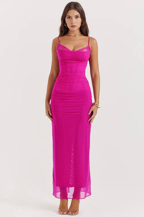 Vestido Longo Com Renda - Corpete