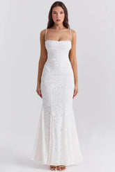Vestido Longo  Com Renda Semitransparente - Aghata
