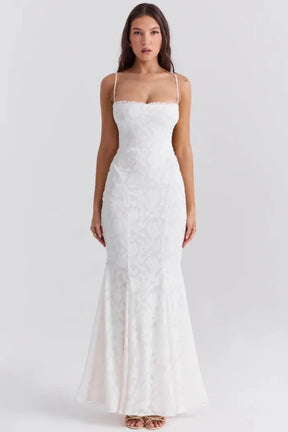 Vestido Longo  Com Renda Semitransparente - Aghata
