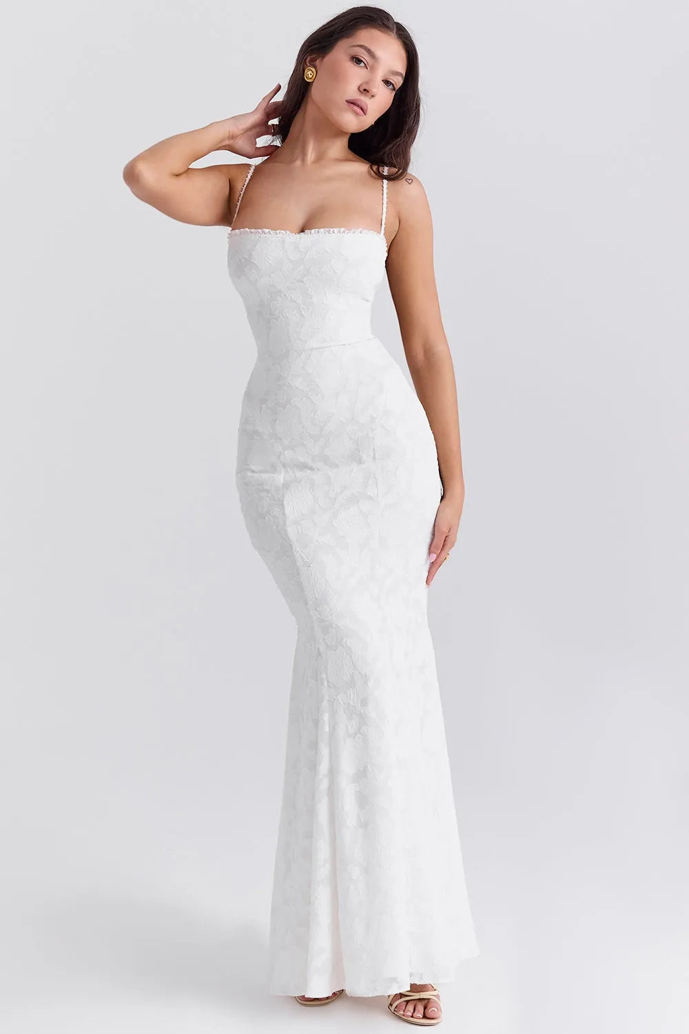 Vestido Longo  Com Renda Semitransparente - Aghata