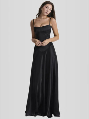 Vestido Longo Com Cetim Sedoso - Modelo Tyana