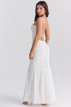 Vestido Longo  Com Renda Semitransparente - Aghata