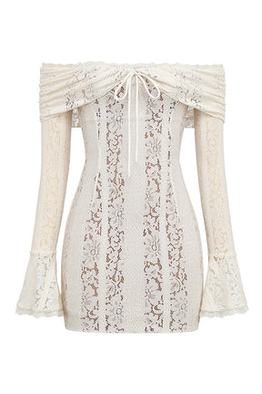 Vestido Curto de Renda Ombro a Ombro – Modelo Bianca