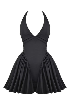 Vestido Curto Modelador Preto Com Alça Vintage Modelo Georginna