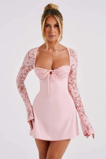 Vestido Curto com Manga de Renda – Modelo Amélie