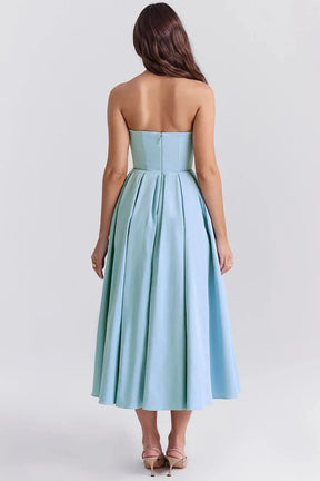 Vestido Feminino Midi Sem Alça Modelo Audrey