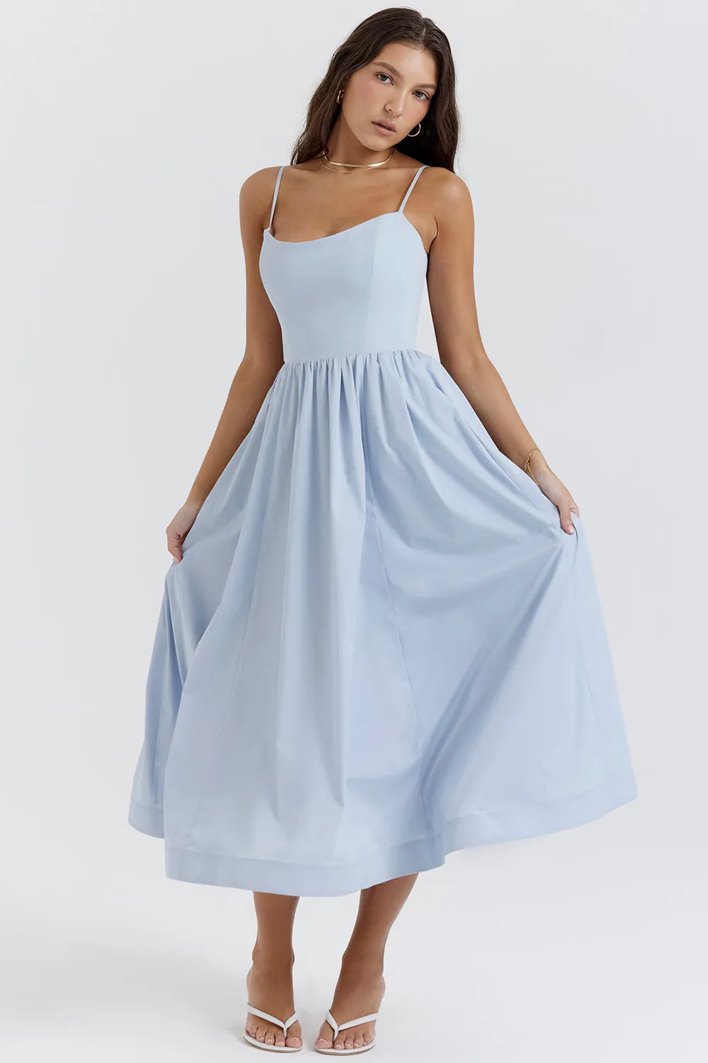 Vestido Feminino Liso Midi Modelo Clearence