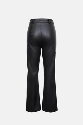 Calça de Couro Sintético Reta Glamy
