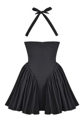 Vestido Curto Modelador Preto Com Alça Vintage Modelo Georginna