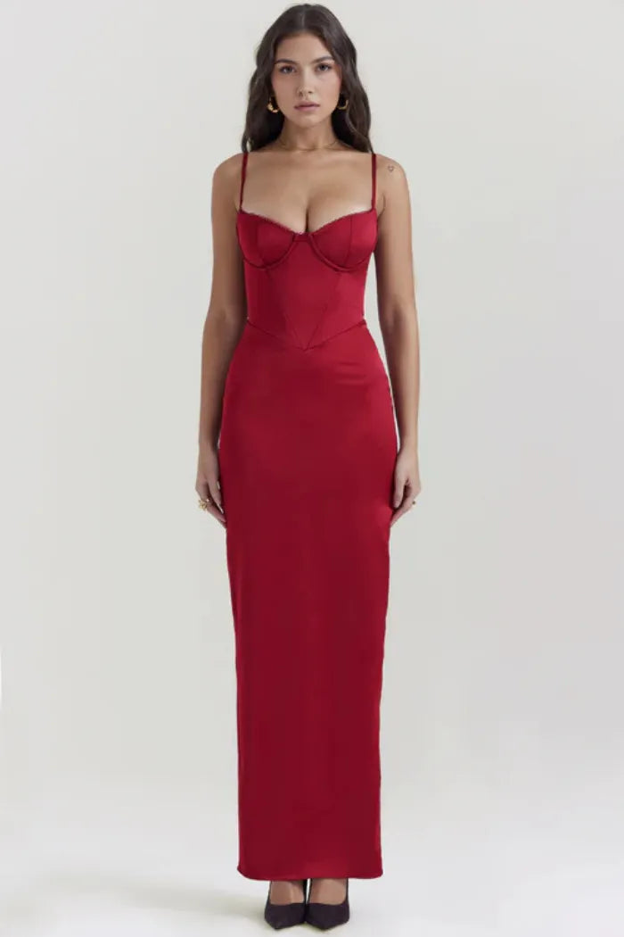 Vestido Longo Em Cetim - Modelo Isabelle