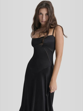 Vestido Longo Com Cetim Sedoso - Modelo Tyana