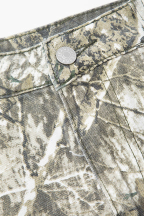 Calça Cargo Jeans Estampada Abstract