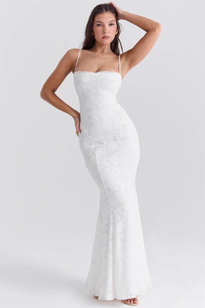 Vestido Longo  Com Renda Semitransparente - Aghata