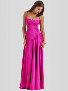 Vestido Longo Com Cetim Sedoso - Modelo Tyana
