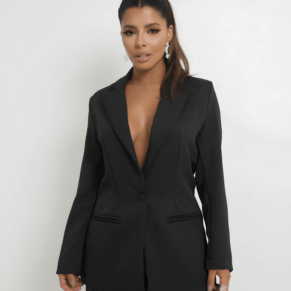 Blazer Feminino Alfaiataria Preto Mariela