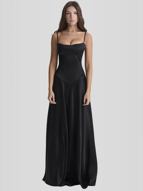 Vestido Longo Com Cetim Sedoso - Modelo Tyana