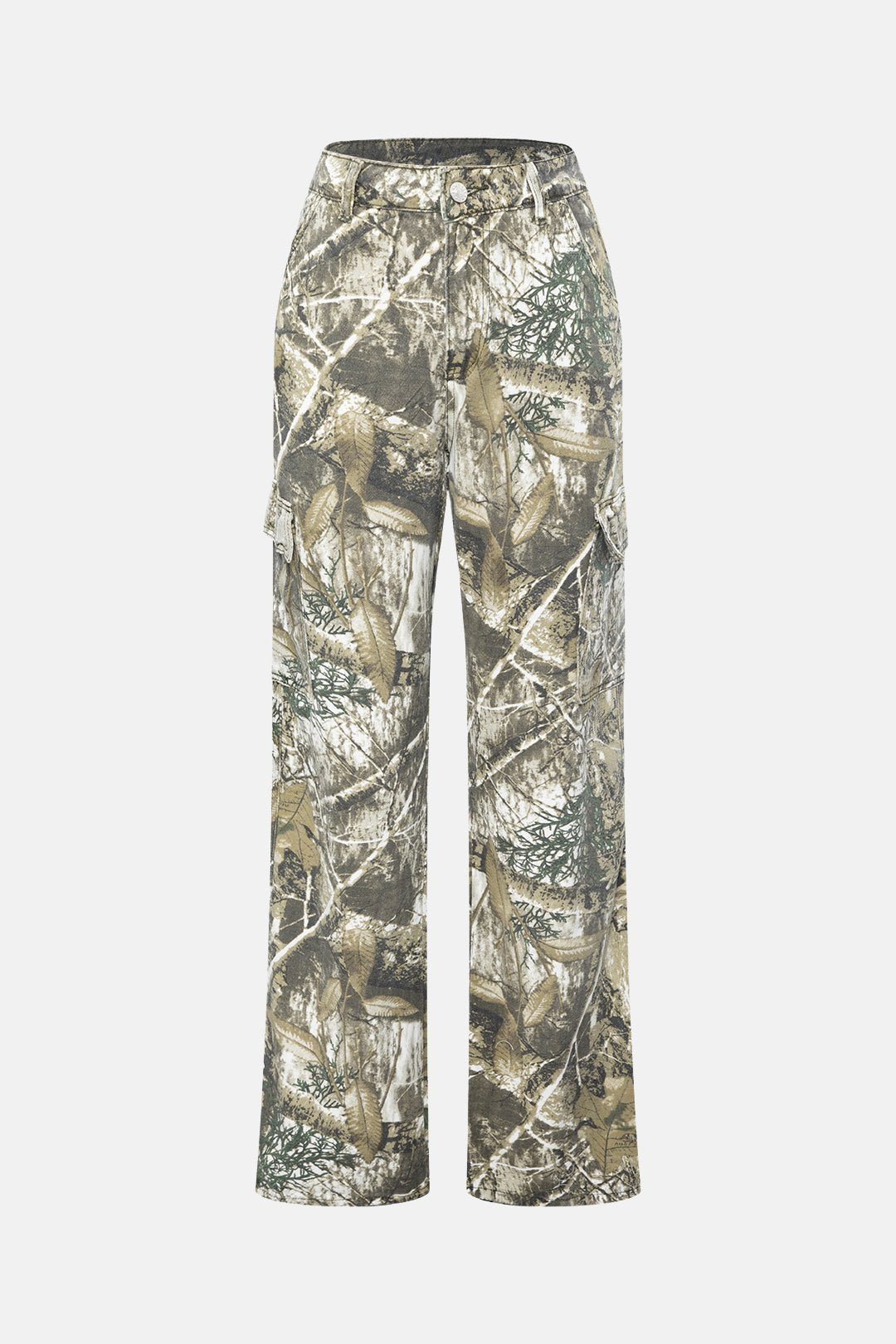Calça Cargo Jeans Estampada Abstract