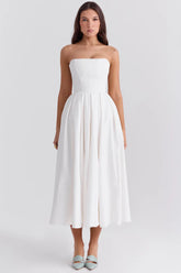 Vestido Feminino  Midi Sem Alça -  Modelo Audrey