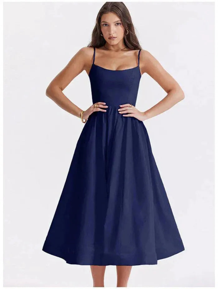 Vestido Feminino Liso Midi Modelo Clearence
