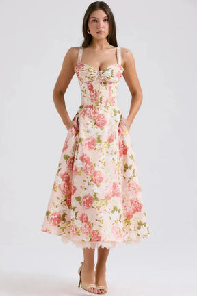 Vestido Midi Floral - Com Espartilho
