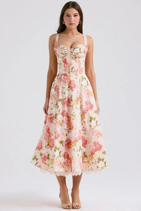 Vestido Midi Floral - Com Espartilho