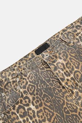 Calça Jeans Wide Leg Animal Print Wild