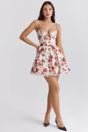 Vestido Curto Floral Modelador Com Forro - Cloe