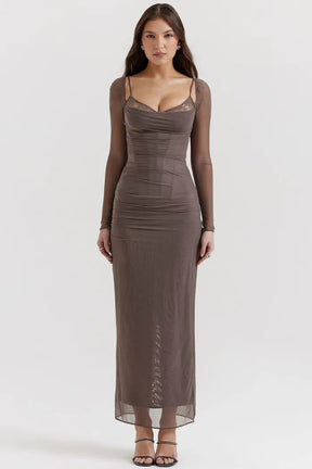 Vestido Longo Com Renda - Corpete