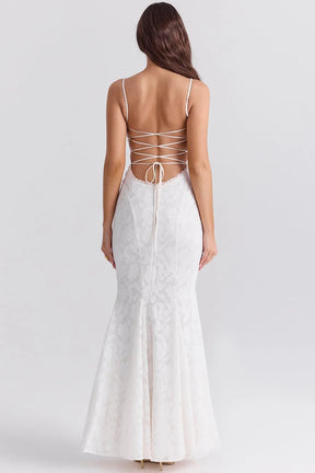 Vestido Longo  Com Renda Semitransparente - Aghata